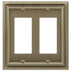 Continental Brushed Brass Cast - 2 Rocker Wallplate