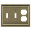 Continental Brushed Brass Cast - 2 Toggle / 1 Duplex Wallplate - Wallplate Warehouse 94TTDBB - B 070686020661 2 Toggle / 1 Duplex