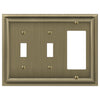 Continental Brushed Brass Cast - 2 Toggle / 1 Rocker Wallplate - Wallplate Warehouse 94TTRBB - B 070686020678 2 Toggle / 1 Rocker