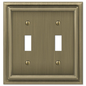 Continental Brushed Brass Cast - 2 Toggle Wallplate - Wallplate Warehouse 94TTBB 070686555637 2 Toggle