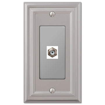 Continental Satin Nickel Cast - 1 Cable Jack Wallplate - Wallplate Warehouse 94CXN 070686581780 Cable Jacks