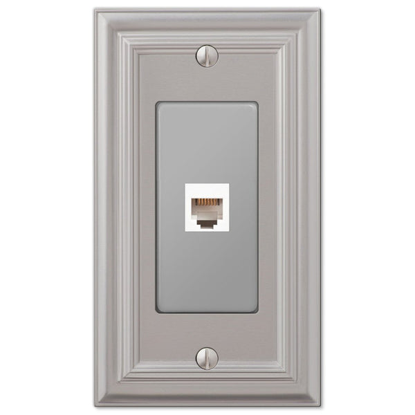 Continental Satin Nickel Cast - 1 Phone Jack Wallplate - Wallplate Warehouse 94PHN 070686581827 Phone Jacks