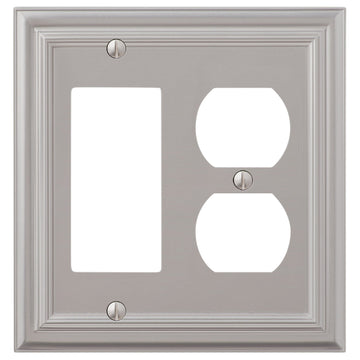 Continental Satin Nickel Cast - 1 Rocker / 1 Duplex Wallplate - Wallplate Warehouse 94RDN - B 070686020692 1 Rocker / 1 Duplex