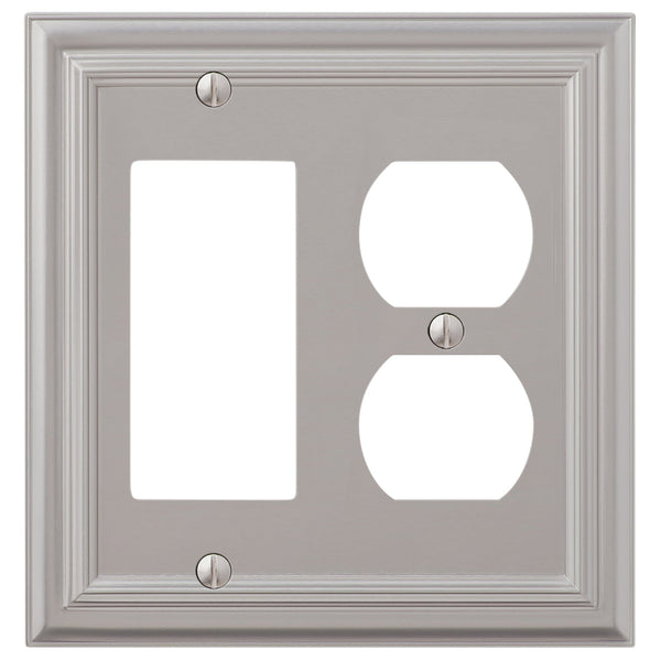 Continental Satin Nickel Cast - 1 Rocker / 1 Duplex Wallplate - Wallplate Warehouse 94RDN - B 070686020692 1 Rocker / 1 Duplex