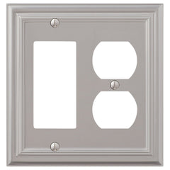 Continental Satin Nickel Cast - 1 Rocker / 1 Duplex Wallplate