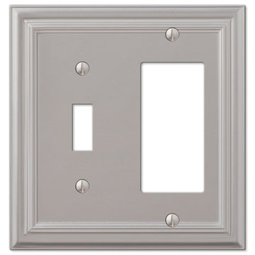 Continental Satin Nickel Cast - 1 Toggle / 1 Rocker Wallplate - Wallplate Warehouse 94TRN 070686557259 1 Toggle / 1 Rocker