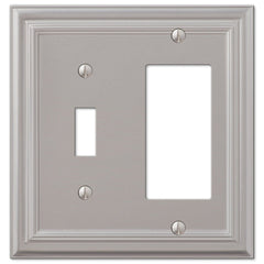 Continental Satin Nickel Cast - 1 Toggle / 1 Rocker Wallplate