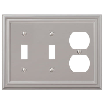 Continental Satin Nickel Cast - 2 Toggle / 1 Duplex Wallplate - Wallplate Warehouse 94TTDN - B 070686020708 2 Toggle / 1 Duplex