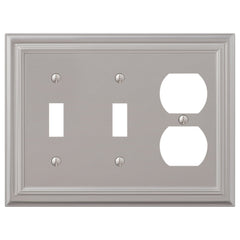 Continental Satin Nickel Cast - 2 Toggle / 1 Duplex Wallplate