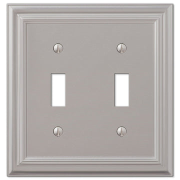 Continental Satin Nickel Cast - 2 Toggle Wallplate - Wallplate Warehouse 94TTN 070686556788 2 Toggle