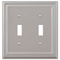Continental Satin Nickel Cast - 2 Toggle Wallplate