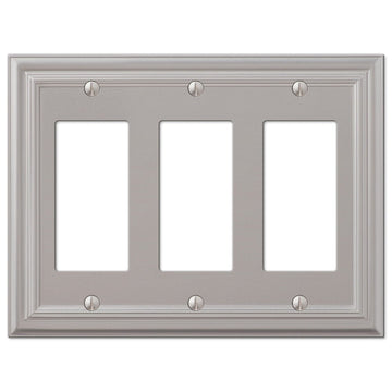 Continental Satin Nickel Cast - 3 Rocker Wallplate - Wallplate Warehouse 94RRRN 070686557297 3 Rocker