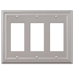 Continental Satin Nickel Cast - 3 Rocker Wallplate