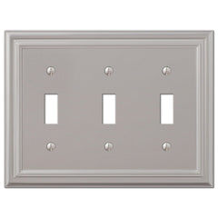 Continental Satin Nickel Cast - 3 Toggle Wallplate