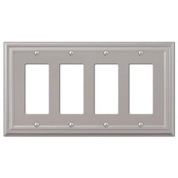 Continental Satin Nickel Cast - 4 Rocker Wallplate - Wallplate Warehouse 94R4N 070686557310 4 Rocker