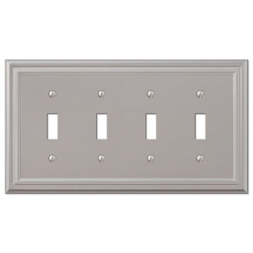 Continental Satin Nickel Cast - 4 Toggle Wallplate - Wallplate Warehouse 94T4N 070686557303 4 Toggle