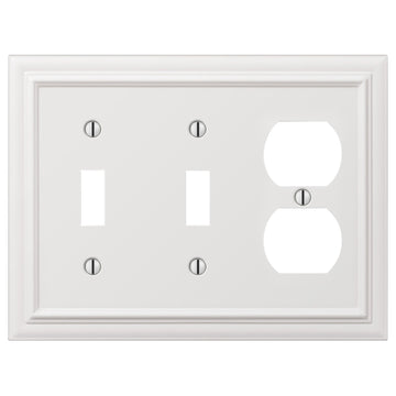 Continental White Cast - 2 Toggle / 1 Duplex Wallplate - Wallplate Warehouse 94TTDW - B 070686020784 2 Toggle / 1 Duplex