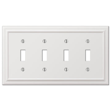 Continental White Cast - 4 Toggle Wallplate - Wallplate Warehouse 94T4W 070686577349 4 Toggle