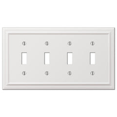 Continental White Cast - 4 Toggle Wallplate