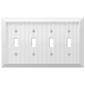 Cottage White Composite - 4 Toggle Wallplate - Wallplate Warehouse 269T4W 070686016176 4 Toggle