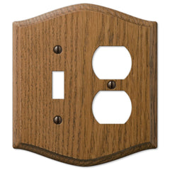Country Medium Oak Wood - 1 Toggle / 1 Duplex Wallplate