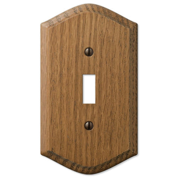 Country Medium Oak Wood - 1 Toggle Wallplate - Wallplate Warehouse 701T 070686576533 1 Toggle
