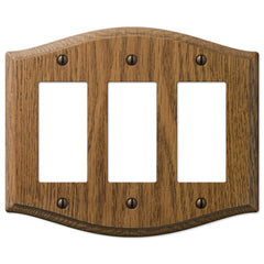 Country Medium Oak Wood - 3 Rocker Wallplate