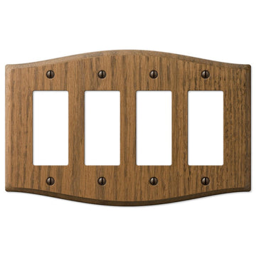 Country Medium Oak Wood - 4 Rocker Wallplate - Wallplate Warehouse 701R4 070686576632 4 Rocker