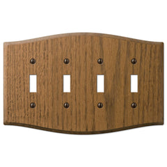 Country Medium Oak Wood - 4 Toggle Wallplate