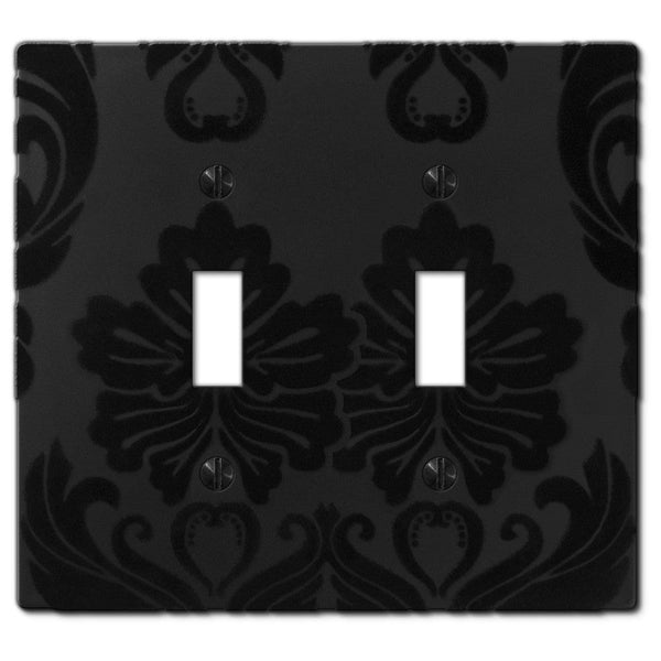Damask Black Plastic - 2 Toggle Wallplate - Wallplate Warehouse 40TTBK 070686565766 2 Toggle