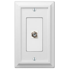Deerfield White Wood - 1 Cable Jack Wallplate
