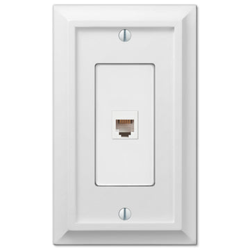 Deerfield White Wood - 1 Phone Jack Wallplate - Wallplate Warehouse 2040PHW 070686586334 Phone Jacks