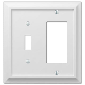 Deerfield White Wood - 1 Toggle / 1 Rocker Wallplate - Wallplate Warehouse 2040TRW 070686586303 1 Toggle / 1 Rocker