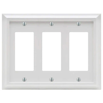 Deerfield White Wood - 3 Rocker Wallplate - Wallplate Warehouse 2040RRRW 070686586280 3 Rocker
