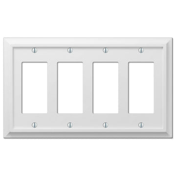 Deerfield White Wood - 4 Rocker Wallplate - Wallplate Warehouse 2040R4W 070686586297 4 Rocker