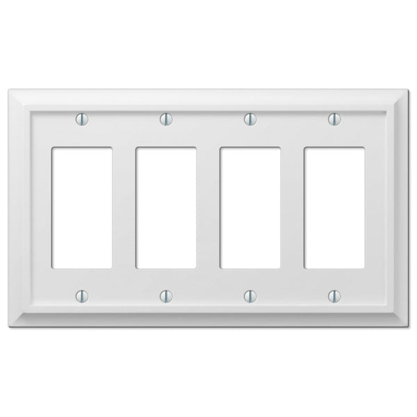 Deerfield White Wood - 4 Rocker Wallplate - Wallplate Warehouse 2040R4W 070686586297 4 Rocker