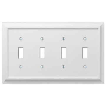 Deerfield White Wood - 4 Toggle Wallplate - Wallplate Warehouse 2040T4W 070686586228 4 Toggle
