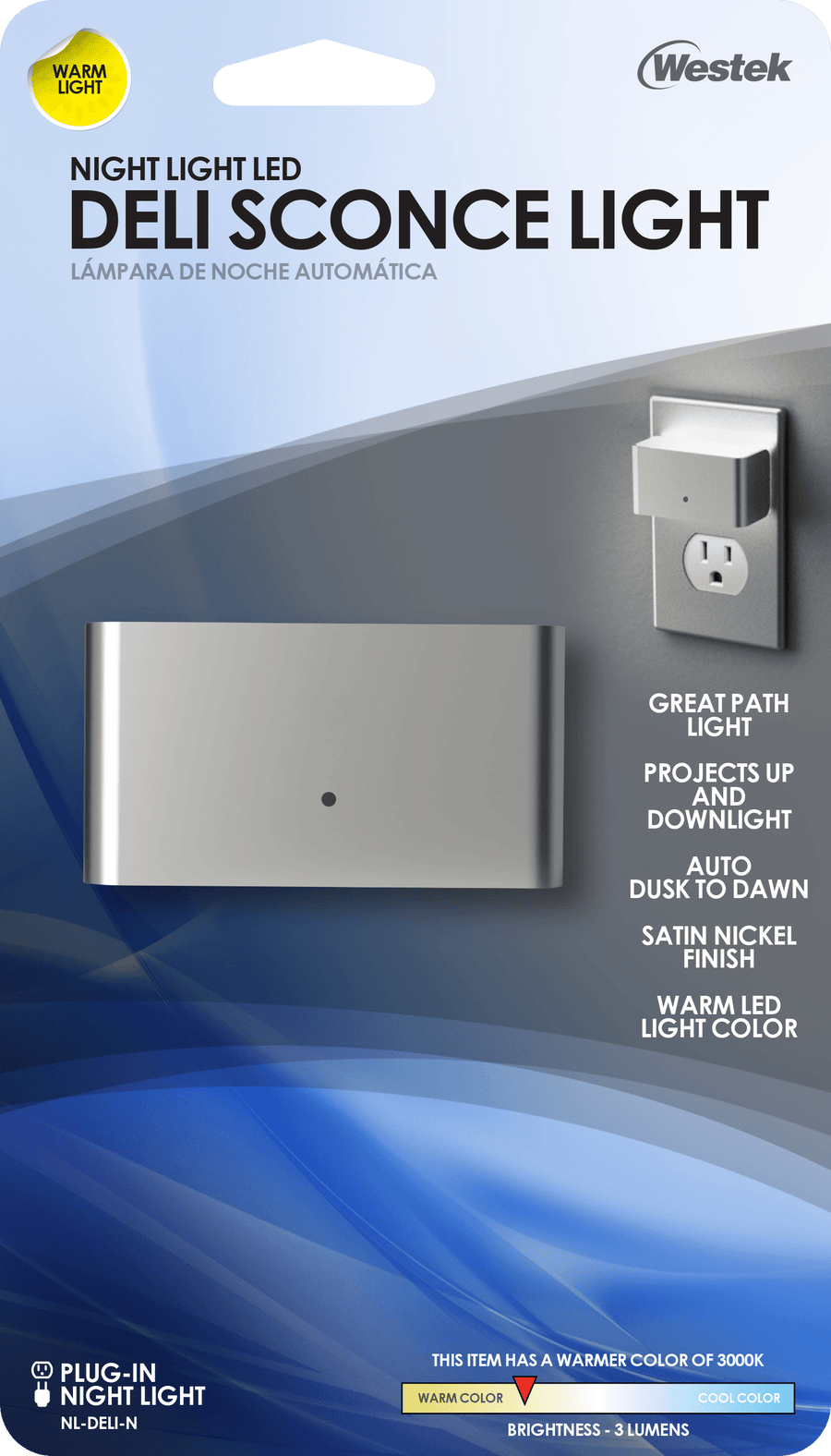 Deli LED Automatic Nickel Night Light - Wallplate Warehouse NL - DELI - N 070686771174 Night Lights