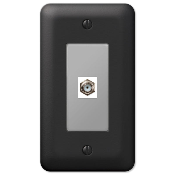 Devon Black Steel - 1 Cable Jack Wallplate - Wallplate Warehouse 935CXBK 070686581728 Cable Jacks