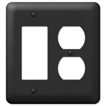 Devon Black Steel - 1 Rocker / 1 Duplex Wallplate - Wallplate Warehouse 935RDBK 070686576502 1 Rocker / 1 Duplex