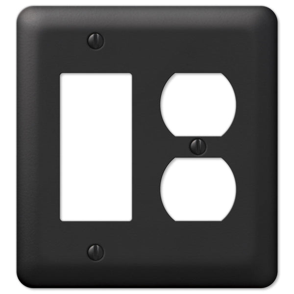 Devon Black Steel - 1 Rocker / 1 Duplex Wallplate - Wallplate Warehouse 935RDBK 070686576502 1 Rocker / 1 Duplex