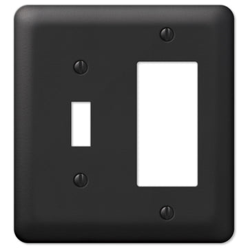 Devon Black Steel - 1 Toggle / 1 Rocker Wallplate - Wallplate Warehouse 935TRBK 070686576489 1 Toggle / 1 Rocker