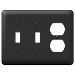 Devon Black Steel - 2 Toggle / 1 Duplex Wallplate