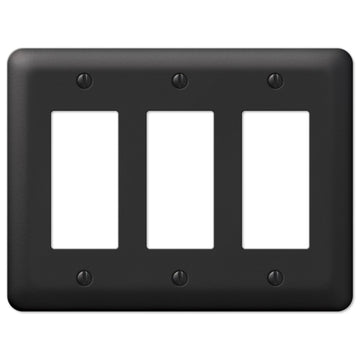 Devon Black Steel - 3 Rocker Wallplate - Wallplate Warehouse 935RRRBK 070686576458 3 Rocker