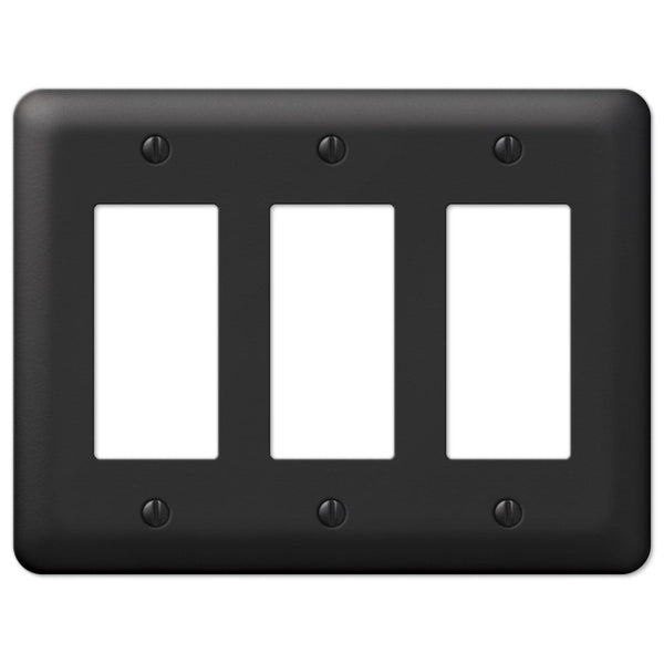 Devon Black Steel - 3 Rocker Wallplate - Wallplate Warehouse 935RRRBK 070686576458 3 Rocker