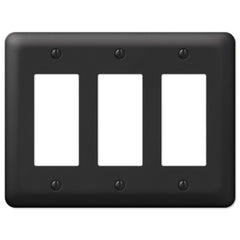 Devon Black Steel - 3 Rocker Wallplate