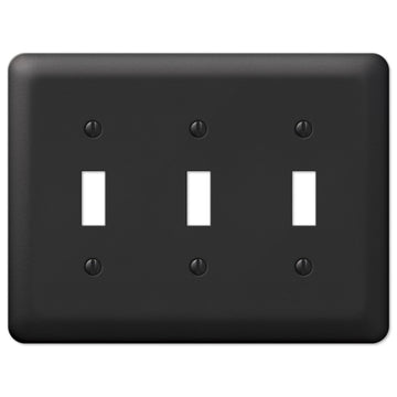 Devon Black Steel - 3 Toggle Wallplate - Wallplate Warehouse 935TTTBK 070686401187 3 Toggle
