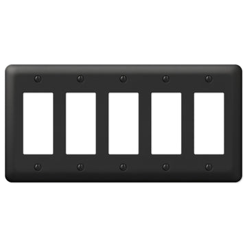 Devon Black Steel - 5 Rocker Wallplate - Wallplate Warehouse 935R5BK 070686576472 5 Rocker