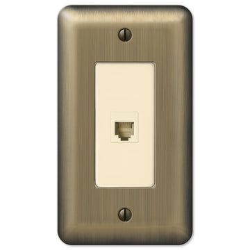 Devon Brushed Brass Steel - 1 Phone Jack Wallplate - Wallplate Warehouse 154PH 070686580288 Phone Jacks