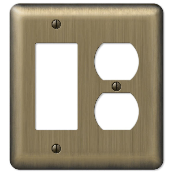 Devon Brushed Brass Steel - 1 Rocker / 1 Duplex Wallplate - Wallplate Warehouse 154RD 070686577103 1 Rocker / 1 Duplex